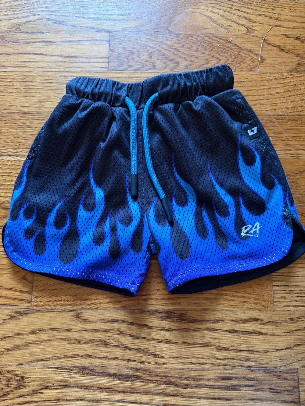 Little Trouble toddler Black & Blue Flame Mesh Shorts